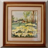A40. Framed watercolor of a meadow signed ”M.S. Hegsted.” 14” x 18” - $135 